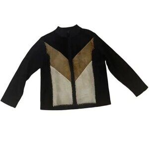 Designers Originals Black, Brown, and Cream Leather Jacket sweater